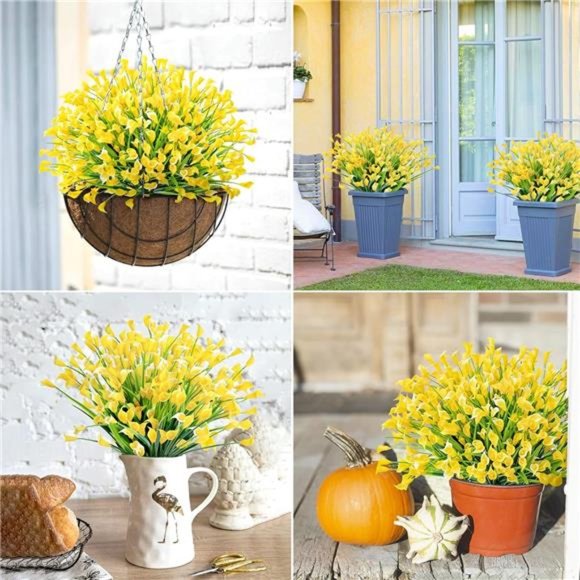 20 Bundles Artificial Flowers for Outdoors Fake Calla Lily Flowers, Yellow - Picture 5 of 7